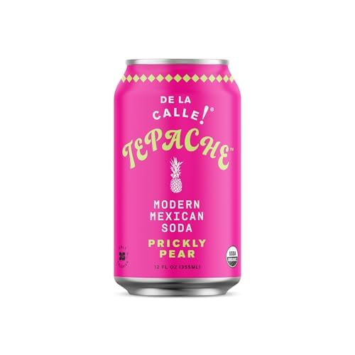 De La Calle Tepache - Cactus Prickly Pear - Modern Mexican Soda - Craft Fermented Pineapple Sparkling Beverage - Certified Organic, Antioxidant Rich, Non-Alcoholic, Healthy Soda, Low Sugar, Low Calorie, Non-GMO