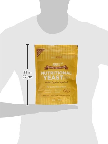 Sari Foods Non-Fortified Nutritional Yeast Flakes - 8oz - Superfood, Protein. Gluten Free & Dairy Free Vegan Cheese Parmesan Substitute, Vitamins B, Beta-glucans & 18 Amino Acids