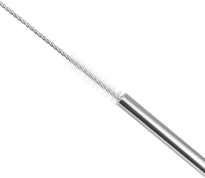 10 Pcs Stainless Steel Straws, Reusable Drinking Straws, Bent Metal Straw Sets with 2 Pcs Cleaning Brushes (Silver, 10.5 Inch)