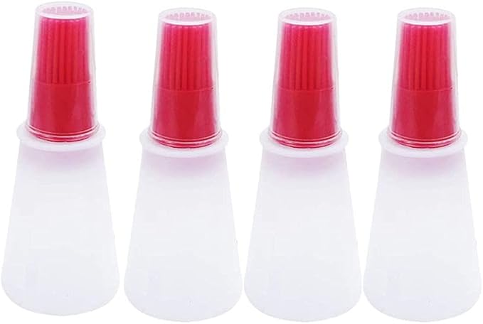 Silicone Oil bottle brush，BBQ/Pastry Basting Brushes,Silicone Cooking Grill Barbecue Baking Pastry Oil/Honey/Sauce Bottle Brush (4 PCS,red)