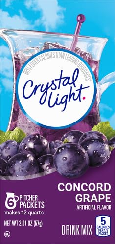 Crystal Light Sugar-Free Concord Grape Low Calories Powdered Drink Mix 6 Count Pitcher Packets (Pack of 4)