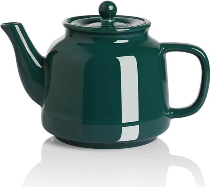 Sweejar 35 oz Porcelain Tea Pot, Teapot with Removable 18/8 Stainless Steel Infuser, Microwave & Dishwasher Safe Tea Maker, Tea Infuser Pots for Blooming loose Leaf Tea,Chrismas Women Gift (Jade)
