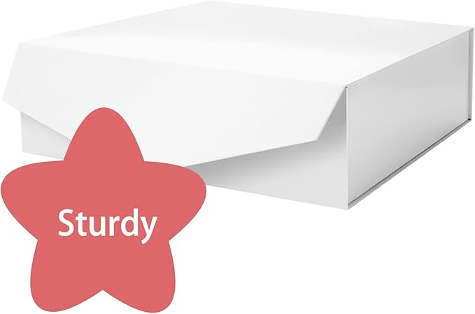 Large White Collapsible Gift Box with Magnetic Closure Lid 13.5x9x4.1 Inches, Bridesmaid Proposal Box, Rectangle Present Box (Glossy White, 1 Pack)