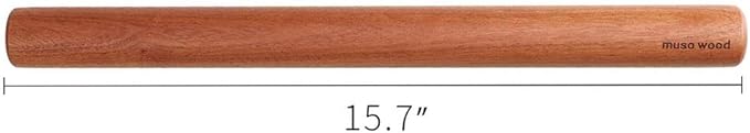 Muso Wood Sapele Wooden Dowel Rolling Pin for Baking,Tapered Roller for Fondant, Pie Crust, Cookie, Pastry (Dowel 15-3/4inch)