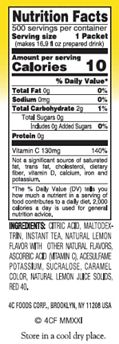 4C Powder Drink Stix, Half & Half 450 Count, Bulk Buy, Singles Stix, On the Go, Refreshing Water Flavorings, Value Pack