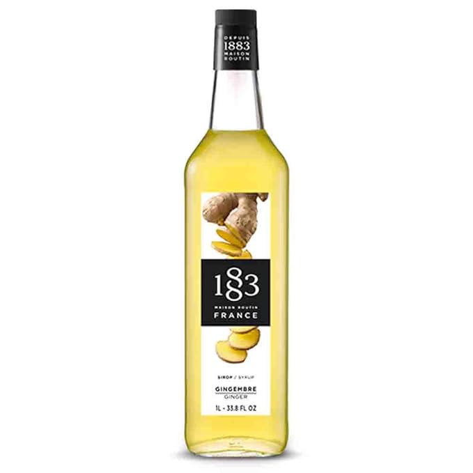 1883 Ginger Syrup for Drinks, Made in France, 1 Liter Glass Bottle