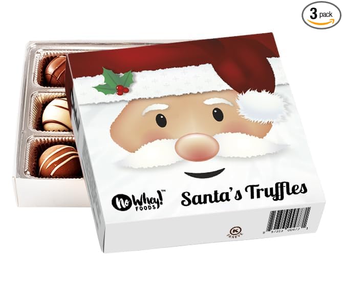 Vegan, Plant Based, Gluten Free Gourmet Chocolates | Santa's Truffle Collection (9 Pieces) | Dairy Free, Nut Free, Peanut Free, Soy Free | Allergy Friendly Gifts | By No Whey! Foods