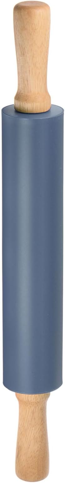 HARFINGTON Silicone Rolling Pins for Baking 17 Inch Wooden Handle Non Stick Rolling Pin Small Roller Playdough Rolling Pins for Dough Pizza Pastry Fondant Kitchen, Drak Blue