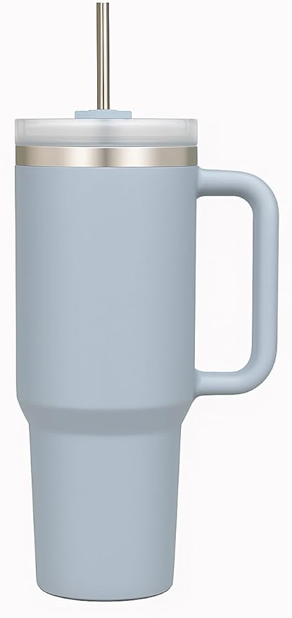 40oz Insulated Stainless Steel Tumbler with Handle and Straw – Durable Leakproof Travel Mug for Hot & Cold Drinks, Dishwasher Safe, Fits Car Cup Holders, Reusable Gift Cup