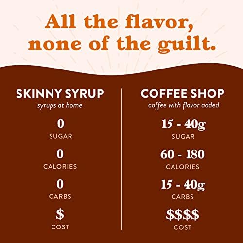 Jordan's Skinny Syrups Sugar Free Coffee Syrup, Caramel Flavor Drink Mix, Zero Calorie Flavoring for Chai Latte, Protein Shake, Food & More, Gluten Free, Keto Friendly, 25.4 Fl Oz, 6 Pack