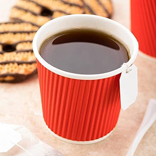 500-CT Disposable Red 4-OZ Hot Beverage Cups with Ripple Wall Design: No Need for Sleeves - Perfect for Cafes - Eco-Friendly Recyclable Paper - Insulated - Wholesale Takeout Coffee Cup