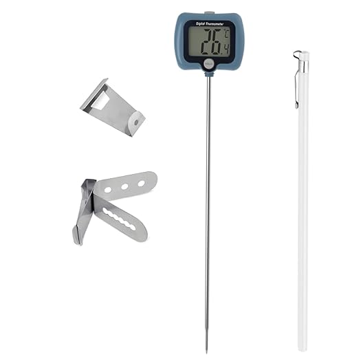 Candy Thermometer for Candy Making with Rotatable Large Display 10'' Long Probe,Digital Instant Read Candy Thermometer with Pot Clip,Candle Smoker, Oil Cooking (Blue)