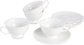 Fine Bone China Espresso Cups and Saucers Set of 4, 5 Oz Classic Plain White Luxury Ceramic Coffee Cups Set, for Wedding, Afternoon Tea, Gift, Work, Festival