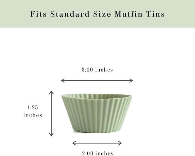 The Silicone Kitchen Reusable Silicone Baking Cup Silicone Muffin Liners for Cupcakes, BPA Free, Regular, 12 Pack, White Blue Green