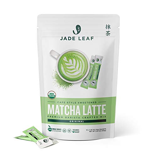Jade Leaf Matcha Organic Premium Ceremonial Grade Matcha Green Tea Powder - Japanese - Culinary, Ingredient, Ceremonial Barista Teahouse, Latte, Collagen, 0.35 Ounce (Pack of 100), Matcha Latte