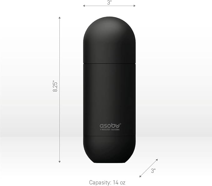 asobu Orb Stainless Steel Double Wall Insulated Travel Water Bottle – Lid Doubles as a Cup 14 Ounce (White)