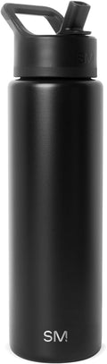 Simple Modern Water Bottle with Straw Lid | Vacuum Insulated Stainless Steel Metal Thermos | Reusable Leak Proof BPA-Free Flask for Sports Gym | Summit Collection | 30oz, Midnight Black