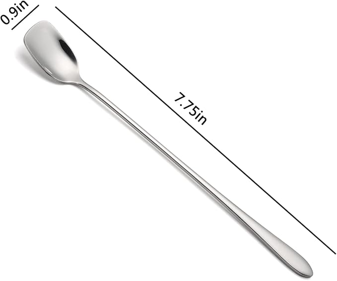 Long Coffee Spoons Steel Set of 6 Stainless Coffee Stirrer Iced Cream Scoop Cocktail Mixing Spoons (6)