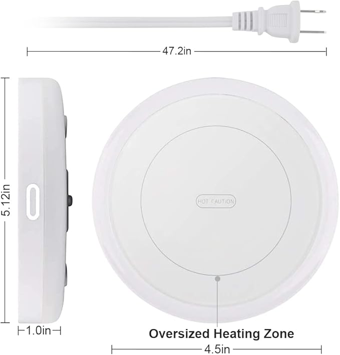 BESTINNKITS White Smart Coffee Auto On/Off Gravity-Induction Mug Office Desk Use, Candle Wax Cup Warmer Heating Plate (Up to 131F/55C), Middle…