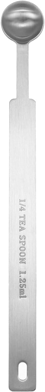HARFINGTON Single Measuring Spoon 1/4tsp (1.25ml) Teaspoon/Tablespoon 430 Stainless Steel Single Tiny Square Bowl Measuring Spoon Long Handle Measure Scoop