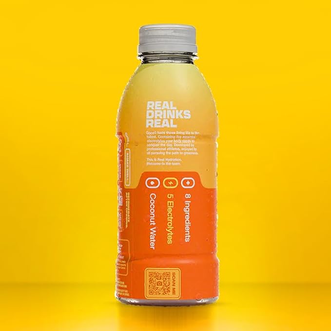 COCO5 Clean Sports Hydration Pineapple Flavor | 100% Natural | 50% Less Sugar | Nothing Artificial | Non-GMO | Gluten Free | Developed by Pro Trainers for Pro Athletes | 16.9 OZ (Pack - 12)