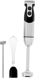 MegaWise Blender Handheld 12-Speed Stainless Steel Electric Hand Blender, 3 in 1 Immersion Handheld Blender，with Sturdy Titanium Plated Stainless Steel Blades(black)