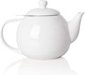 Sweejar Porcelain Teapot with Removable Stainless Steel Infuser,Microwave & Dishwasher Safe Tea Pots for Loose Tea,Tea Infuser Pots for Chrismas Women Gift (30oz White)