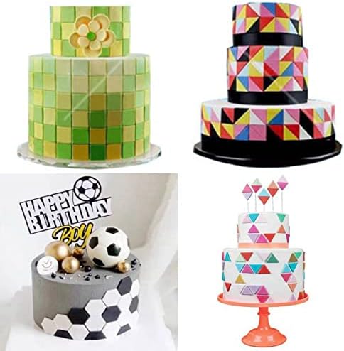 12 Pcs Cake Fondant Cutter, Fish Scale Fondant Cutters 4 Size Geometric Biscuit Cutters Cake Decorating Cookie Cutter Cake Border Decorating Tool for Square & Hexagon Cookie Cutters