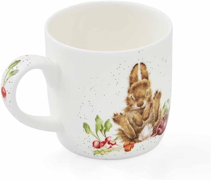 Royal Worcester Wrendale Designs 14 oz Mug, Grow Your Own with Bunny Illustration - Floral Animal Mug for Cottagecore Kitchens - Microwave, Dishwasher, Freezer Safe Fine Bone China Drinkware