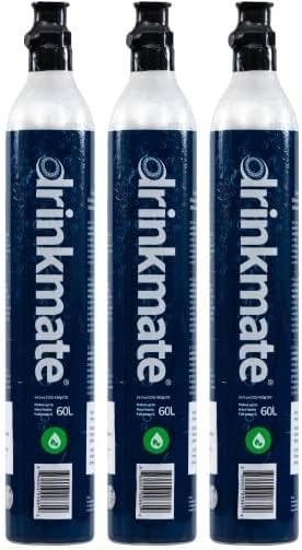 Drinkmate Threaded 60L CO2 Exchange Carbonation Cylinders with Refill Exchange Box, Compatible w/SodaStream (Screw-In), Aarke, Ninja Thirsti, 14.5 Oz, Cartridge Gas Canister Refill (Set of 3)