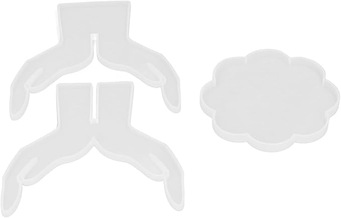 3Pcs DIY Silicone Flower Pot Shelf Mold Easy Demoulding Unique Shape Suitable for Resin Crafts (Double-Hand Flat pad Mold 60-742)
