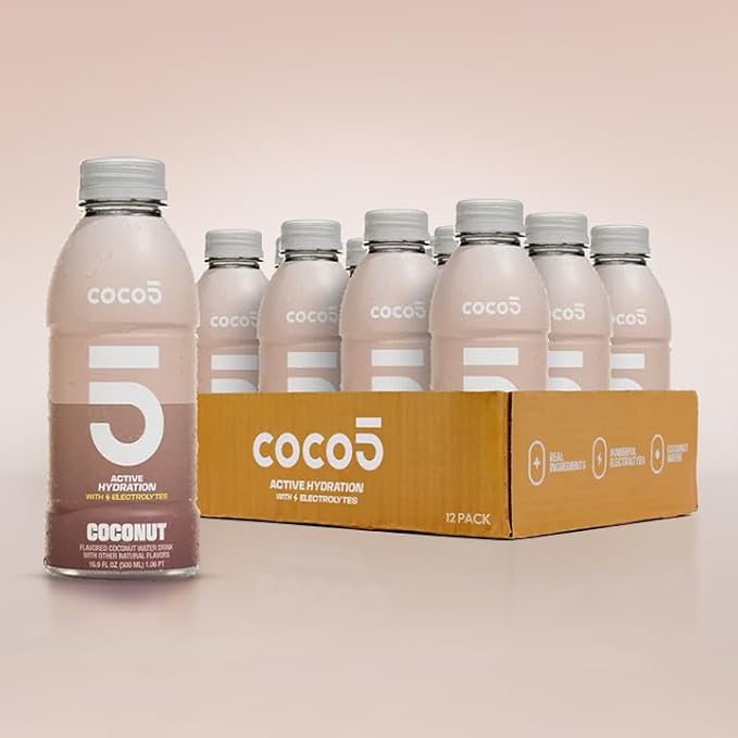 Coco5 Clean Sports Hydration Coconut Flavor | 100% Natural | 50% Less Sugar | Nothing Artificial | Non-GMO | Gluten Free | Developed by Pro Trainers for Pro Athletes | 16.9 Oz (Pack of 12)