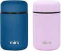 MIRA 2 Pack Insulated Food Jar Thermos for Hot Food & Soup, Compact Stainless Steel Vacuum Lunch Container, 13.5 oz, Denim, Lilac