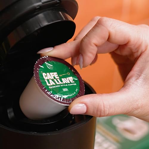 Cafe La Llave Espresso-Style Dark Roast Coffee Pods for Keurig K-Cup Brewers - Bold, Rich Flavor - 72 Count Single Serve Recyclable Capsules- Family Crafted
