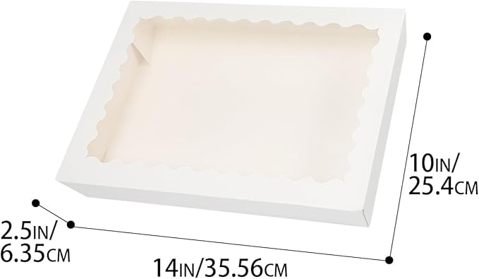 qiqee Auto-pop Up 14x10x2.5 Inch White Cookie Box with Window 15Pcs Pastry Macaron Bakery Box For Packaging
