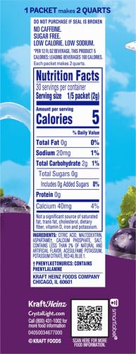 Crystal Light Sugar-Free Concord Grape Low Calories Powdered Drink Mix 6 Count Pitcher Packets (Pack of 4)
