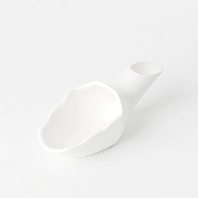 Coffee Bean Measuring Scoop with Funnel Coffee Bean Dosing Cup Ceramic Ground Coffee Spoon For Coffee Tea Sugar Flour (White)