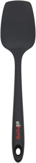 Elihome Mini Silicone Spoonula - Non-Stick Heat Resistant Silicone Scraper Spatula for Mixing, Serving, Scraping, Stirring, and More, 8.75 Inch, Black