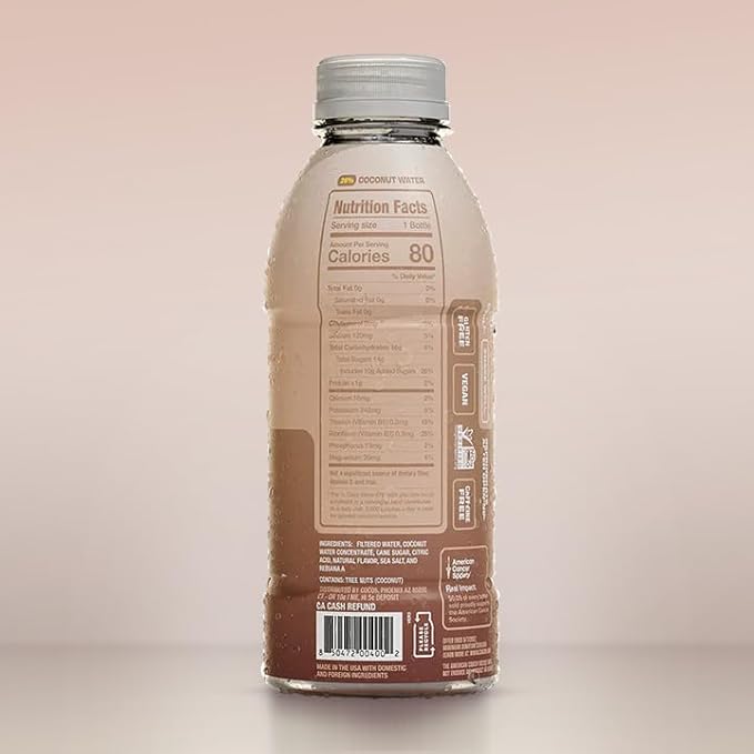 Coco5 Clean Sports Hydration Coconut Flavor | 100% Natural | 50% Less Sugar | Nothing Artificial | Non-GMO | Gluten Free | Developed by Pro Trainers for Pro Athletes | 16.9 Oz (Pack of 12)