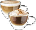 ecooe Double Walled Glass Coffee Mug 12 oz Latte Cappuccino Cups Set of 2, Clear Glass Coffee Cups with Handle, 350 ml Insulated Coffee Cup Borosilicate Heat Resistant Glass Coffee Mug Tea Cup