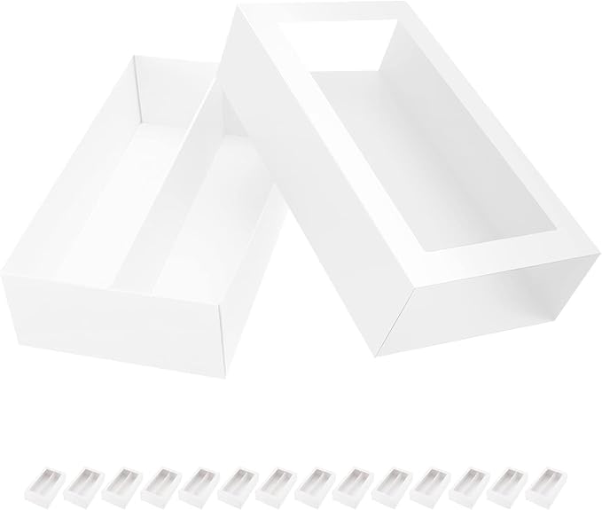 15 Macaron Boxes, Macaron Gift Box for 12 (Interior Measurement 7.3×4.2 ×1.9 Inches), Macaron Packaging Boxes with Clear Window White without Macarons inside
