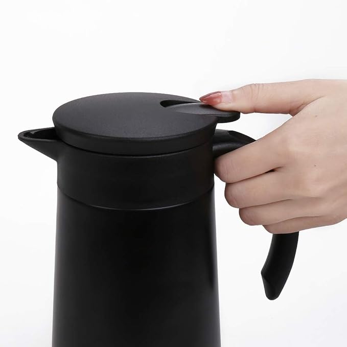 28oz Coffee Carafe Airpot Insulated Coffee Urn Stainless Steel Vacuum Thermal Pot Flask for Coffee, Hot Water, Tea, Hot Beverage - Keep 9 Hours Hot, 18 Hours Cold (Silver,Black)
