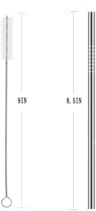 25 Piece Set Stainless Steel Straws Long 8.5 Inch Drinking Metal Straws Reusable Drinking Straws for 20 OZ (20 Straight| 5 Brushes)