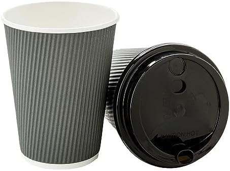 Restaurantware-12 Ounce Disposable Coffee Cups, 500 Ripple Wall Hot Cups For Coffee - Lids Sold Separately, Rolled Rim, Gray Paper Insulated Coffee Cups, For Hot Coffee, Tea, And More