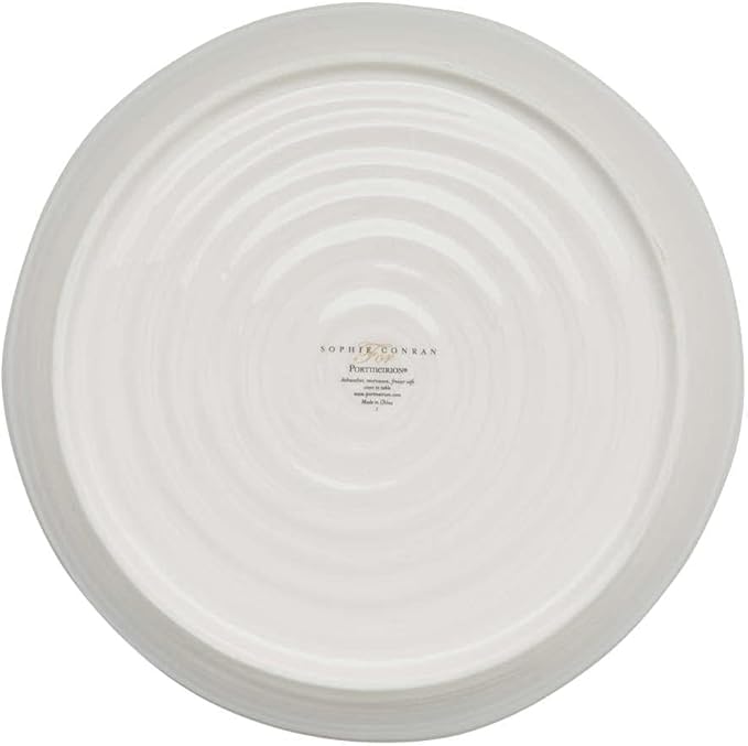 Portmeirion Sophie Conran 11" Round Roasting Dish, Porcelain Casserole Baking Dish, Dishwasher, Microwave, Freezer, Oven Safe, Versatile Cookware for Roasting, Baking, and Serving (White)