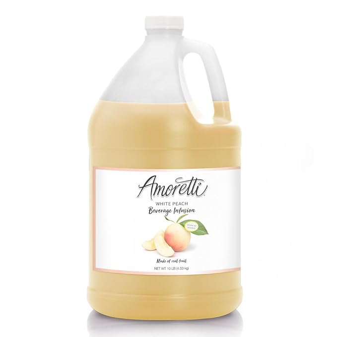 Amoretti - White Peach Beverage Infusion - Drink Mix & Water Enhancer with Pump for Flavoring Cocktails, Waters, Teas, and other Beverages, Preservative Free