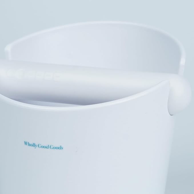 Coffee Knock Box for Coffee, ABS Coffee Grind Knock Box, Shock-Absorbent Durable Coffee Espresso Knock Box Dump Bin Grind Waste Removable Detachable Knock Bar and Non-Slip Base (White)