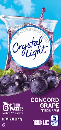 Crystal Light Sugar-Free Concord Grape Low Calories Powdered Drink Mix 6 Count Pitcher Packets (Pack of 4)