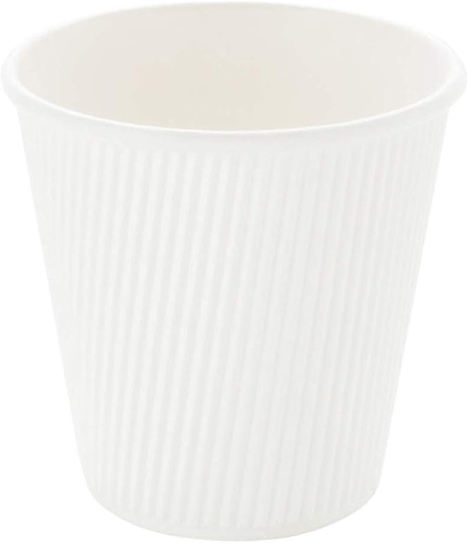Restaurantware 8 Ounce Double Wall Disposable Coffee Cups, 500 Insulated White Paper Tumblers with Ripple Wall Design, Lids Sold Separately for Hot Drinks like Tea, Hot Chocolate, and More