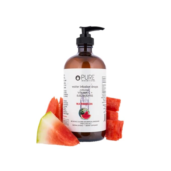 Pure Inventions - Watermelon Water Infusion Drops - Antioxidants, Vitamin C & Electrolytes - Health & Wellness Drink -Immunity Support -Sugar Free, Zero Calorie, No Artificial Sweeteners -500 Servings